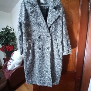 UNIVERSAL THREAD GREY & WHITE TWEED DOUBLE-BREASTED COAT